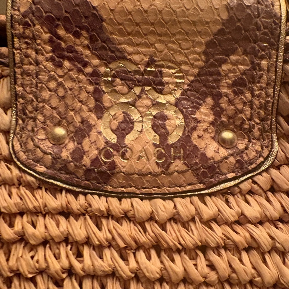 Coach Python Straw Natalie Tote 16839 - Picture 5 of 13